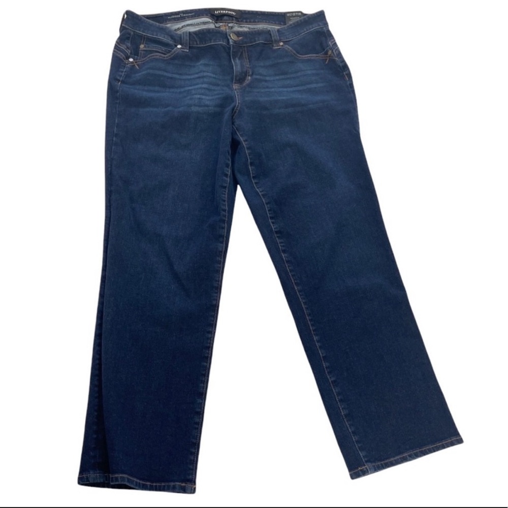 Liverpool The Hugger Straight Dark Blue Classic Mid Rise  Jeans Sz 16W EUC